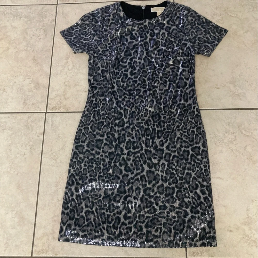 Michael Kors Metallic Leopard Print Bodycon Dress XS